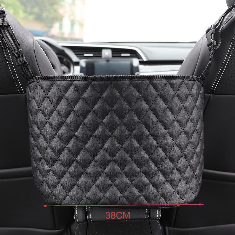 

1pc leather Car Seat Back Organize- Storage Mesh Bag Large Capacity with Hanging Mount, Lightweight Organizer Car Accessory