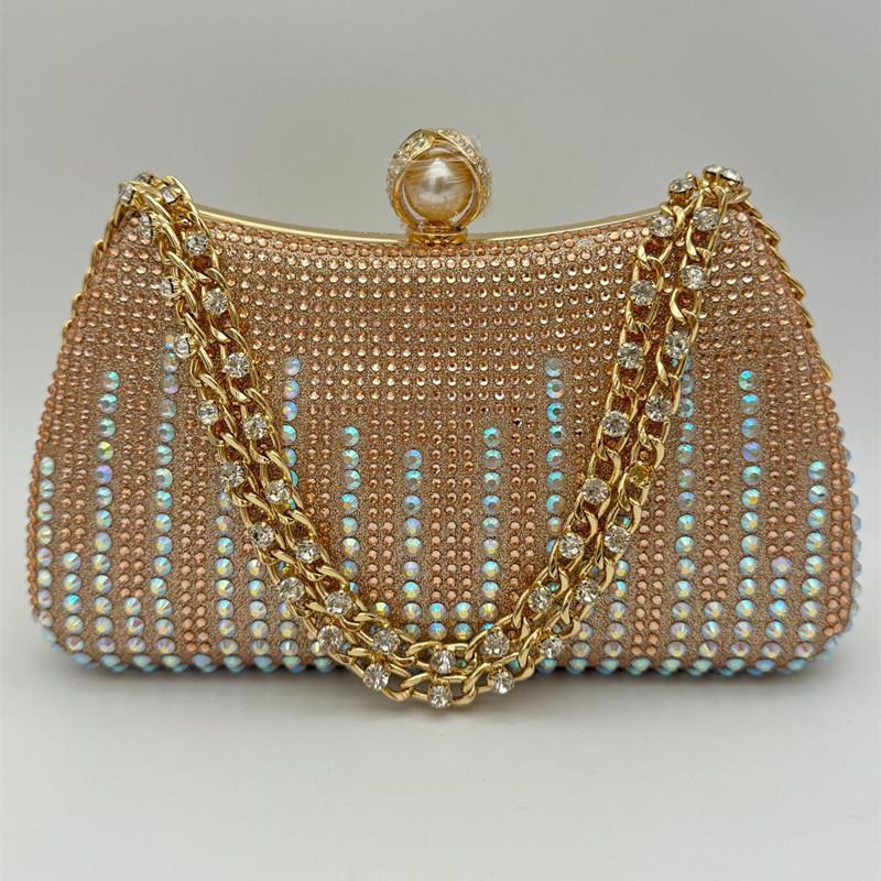 

2025 Luxury Fashion Women s Color Diamonds Pearl Evening Clutch Bag Full Rhinestone Design Party Wedding Handbags Shoulder Bag