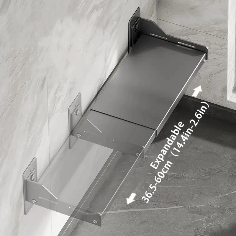 1 suport extensibil pentru condimente de bucătărie, organizator de baie care economisește spațiu fără găurire, pentru bucătărie și baie, articole de casă