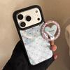 Gold-plated Blue Checkered Heart-shaped Apple IPhone 17 Pro Max Phone Case, Compatible with IPhone 16, 12, and 15 Magnetic Stand Phone Case