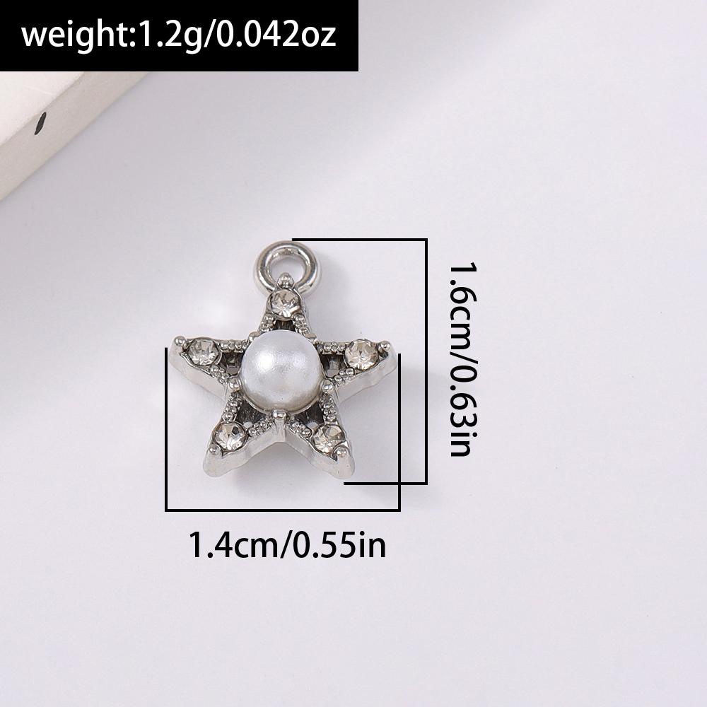 5pcs Delicate Crystal Pearl Star Pendants Charms for Jewelry Making Necklace Earrings DIY Bracelet Accessories