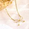 Gold Bow Pendant Necklace - Trendy Retro Style for Women