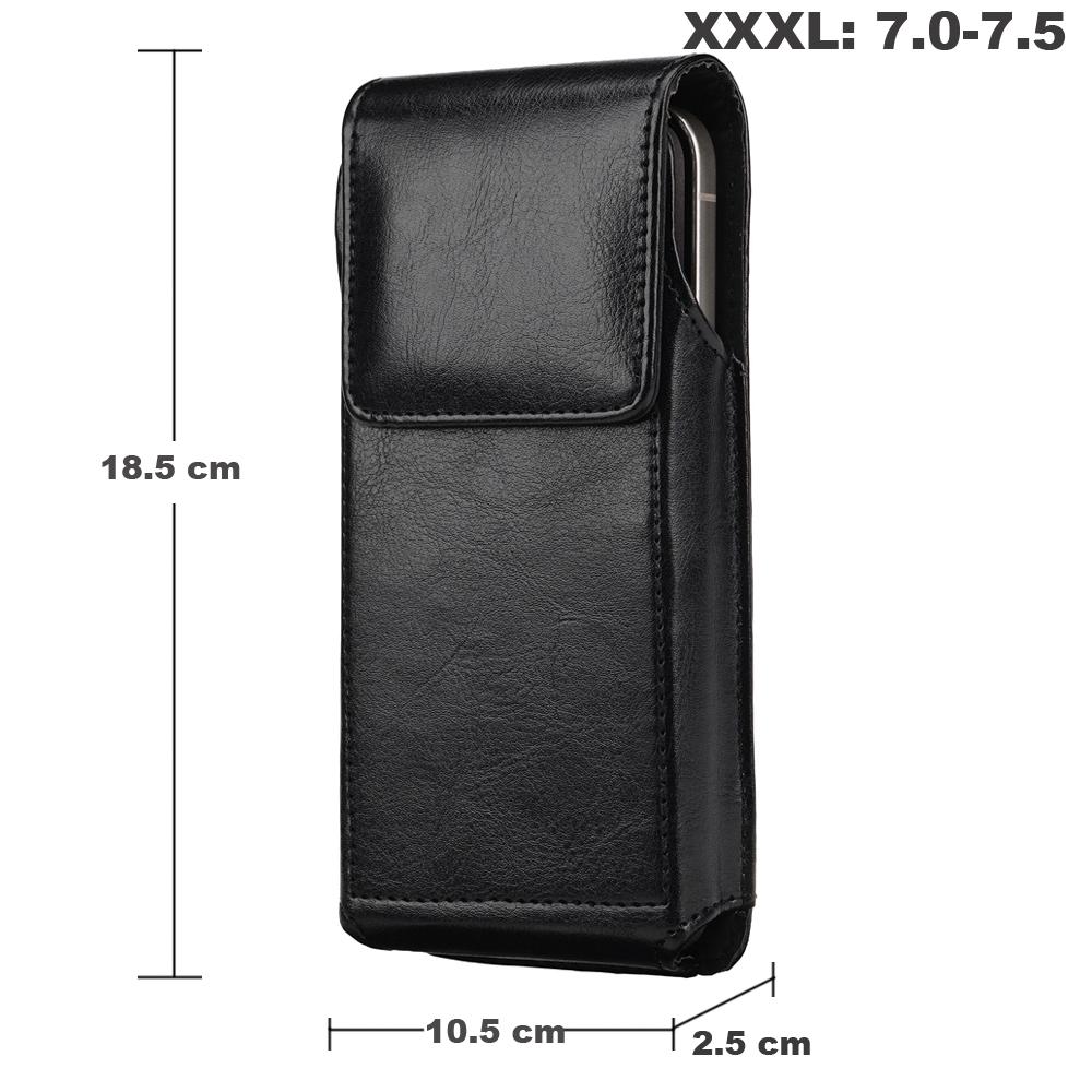 

Universal Leather Mobile Phone Waist Bag For iPhone 17 16 15 Pro Max Samsung Xiaomi Vertical Cell Phone Belt Clip Holster Cover XXXL