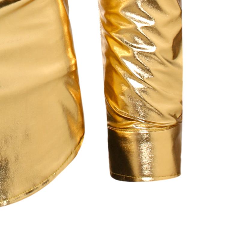 Mens Sequin Long Sleeve Shirt Party Nightclub Dance T-Shirt Shiny Button Tops