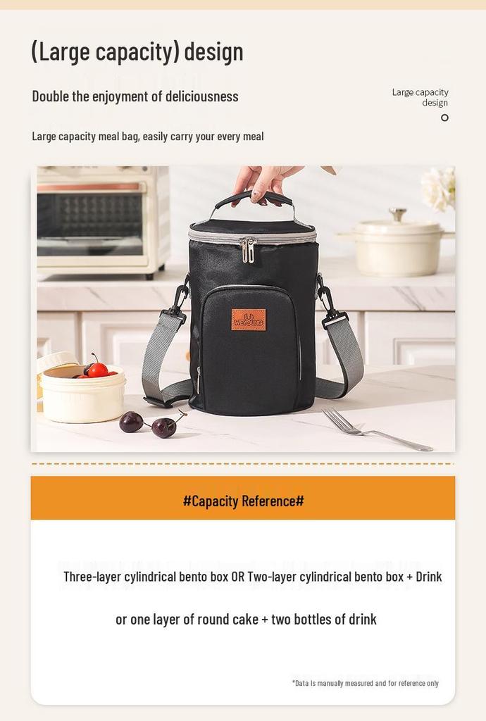 Cylindrical Insulated Lunch Bag for Office Workers & Students