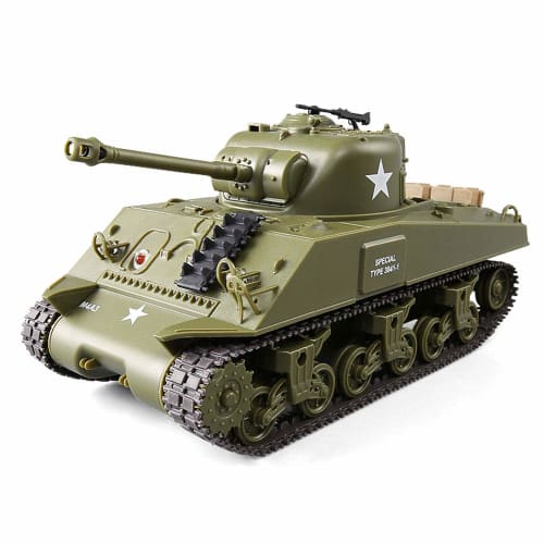 HJKLMM 2.4Ghz Remote Control Tank, 1/30 Scale Model of American Sherman M4A3/Pershing M26 Medium Tank, Simulation Sound/Action, Infrared Battle (M4A3)