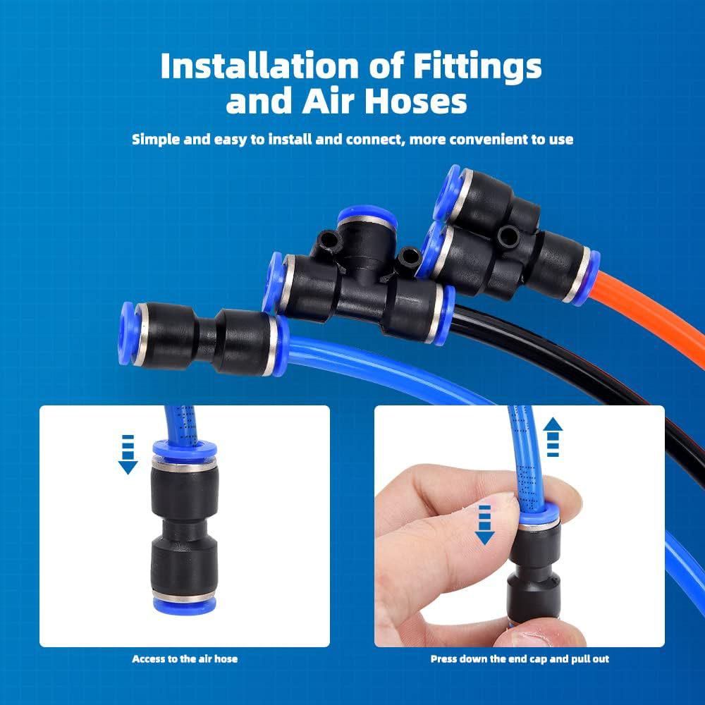 40PCS 1/4 Inch Quick Release Push-in Pneumatic Fittings Combination Pack