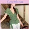 T Shirt Summer Womens Oversized V Neck With Cross Tie Strap For Casual Wear