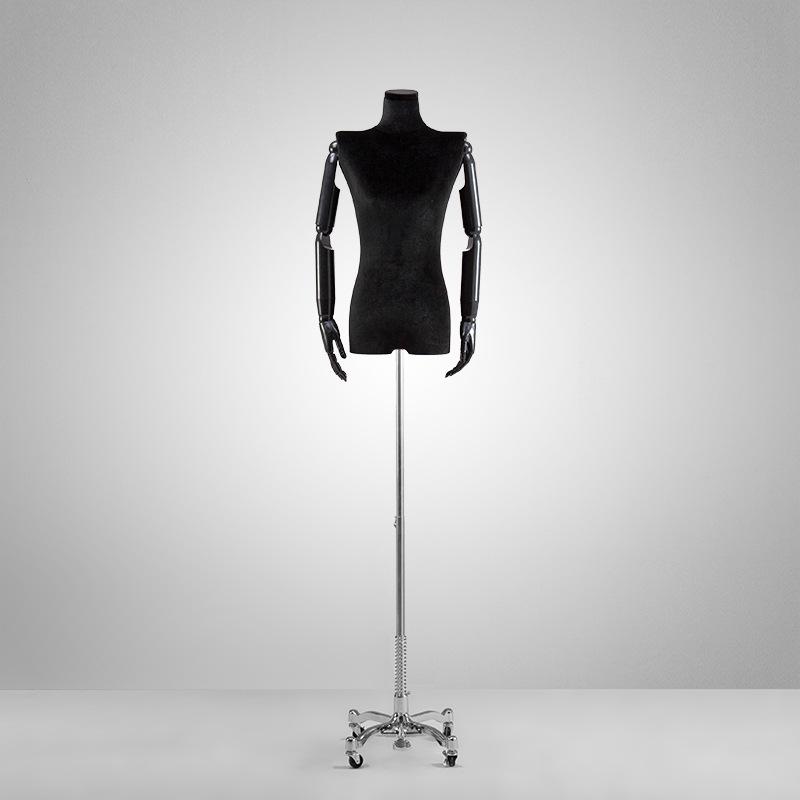 Korean Style Black Off-Shoulder Women's Half Body Mannequin with Right Angle Shoulder and Full Body Display Stand
