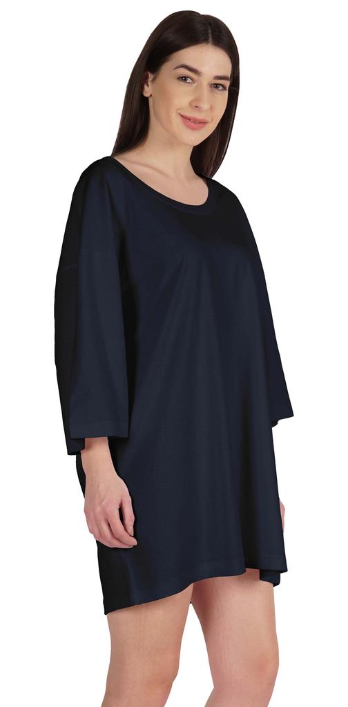 Inkmeso Solid Boyfriend T-Shirt Top For Women Loose Fit Long Sleep Shirt Tee