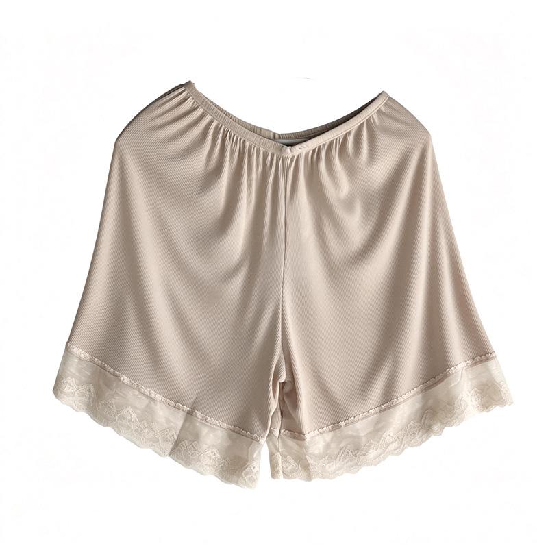 

Women s 2026 Lightweight Ice-Feeling Lace-Trim Safety Shorts: Loose, Solid Color, High-Stretch, Anti-Exposure, Perfect for Home Wear One Size (Recommended 80-135 jin)