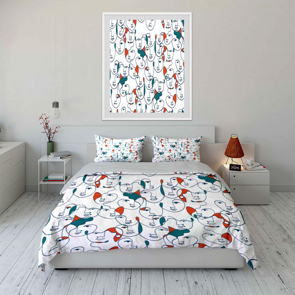 Abstract Faces Pattern Bedding Bedding Duvet Cover Set Duvet Cover Pillowcases (1 * Duvet Cover 2 * Pillowcases, without duvet insert)