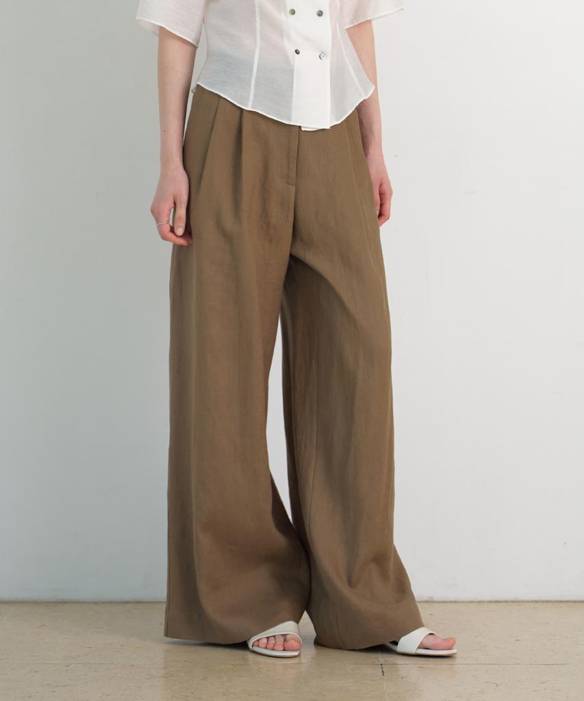 Biyul Linen Half Banding Wide Slacks