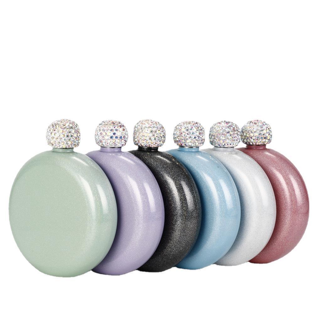 Jarra portátil de 140ml para mujer, botella de vino de acero inoxidable, frasco de licor con Alcohol, tapa de cristal creativa, suministros de vino