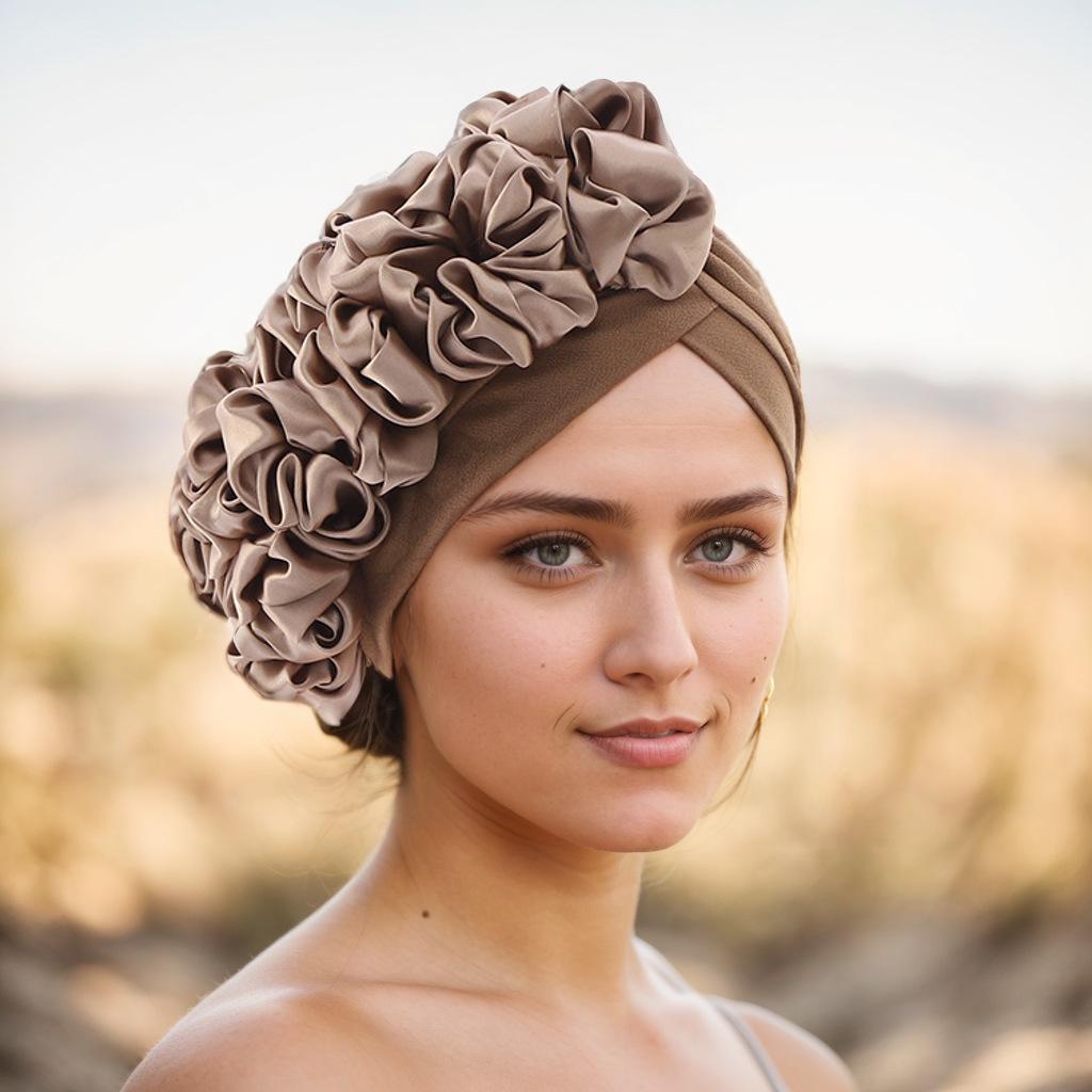 JYL TS DIY Shein TEMU European American New Cap Braid Gold Thread Turban Hat