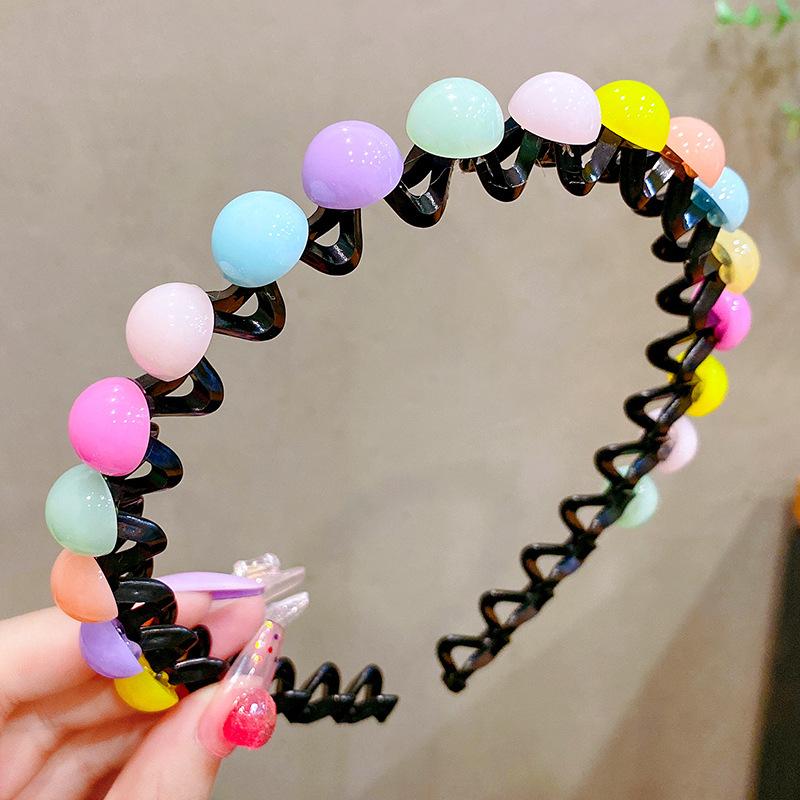 Summer Cartoon Wave Headband Children'S Candy Color Headband Hairpin Bangs Broken Hair Finishing Artifact Girls Hair Accessories Women
