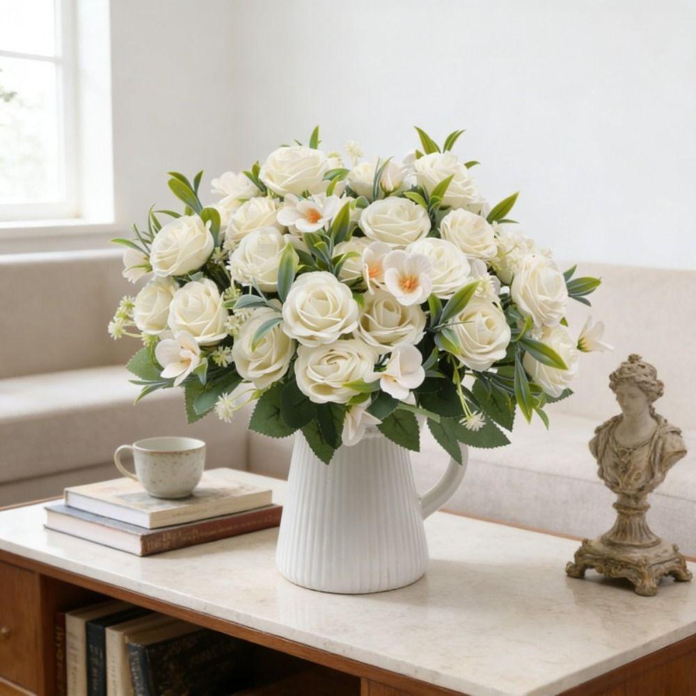 Floral Arrangements Fake Rose Real Touch Rose Bouquet Lifelike Silk Flowers  Party Centerpieces