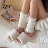Cozy Indoor Loungewear Socks Thickened Thermal Knee Sleeve for Women, Winter Warm Coral Fleece Leg Warmers, Breathable Heat Storage Pads Skiing