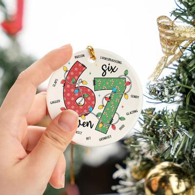De Kerstman zegt Zes Zeven Ornament Acryl Kerstboomdecoratie met Unieke Spreuk Feestelijke Vakantie Hanger