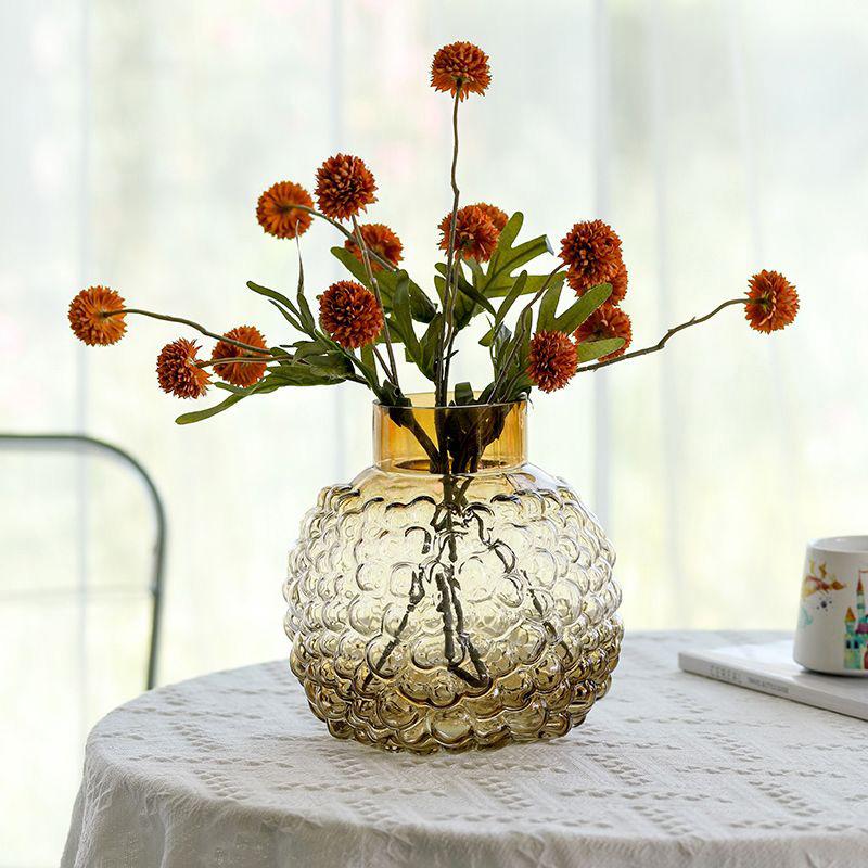 Bubble Patterned Belly Glass Vase Accessories Home Room Dining Table Flower Arrangement Decoration Homestay Villa Desk Ornaments