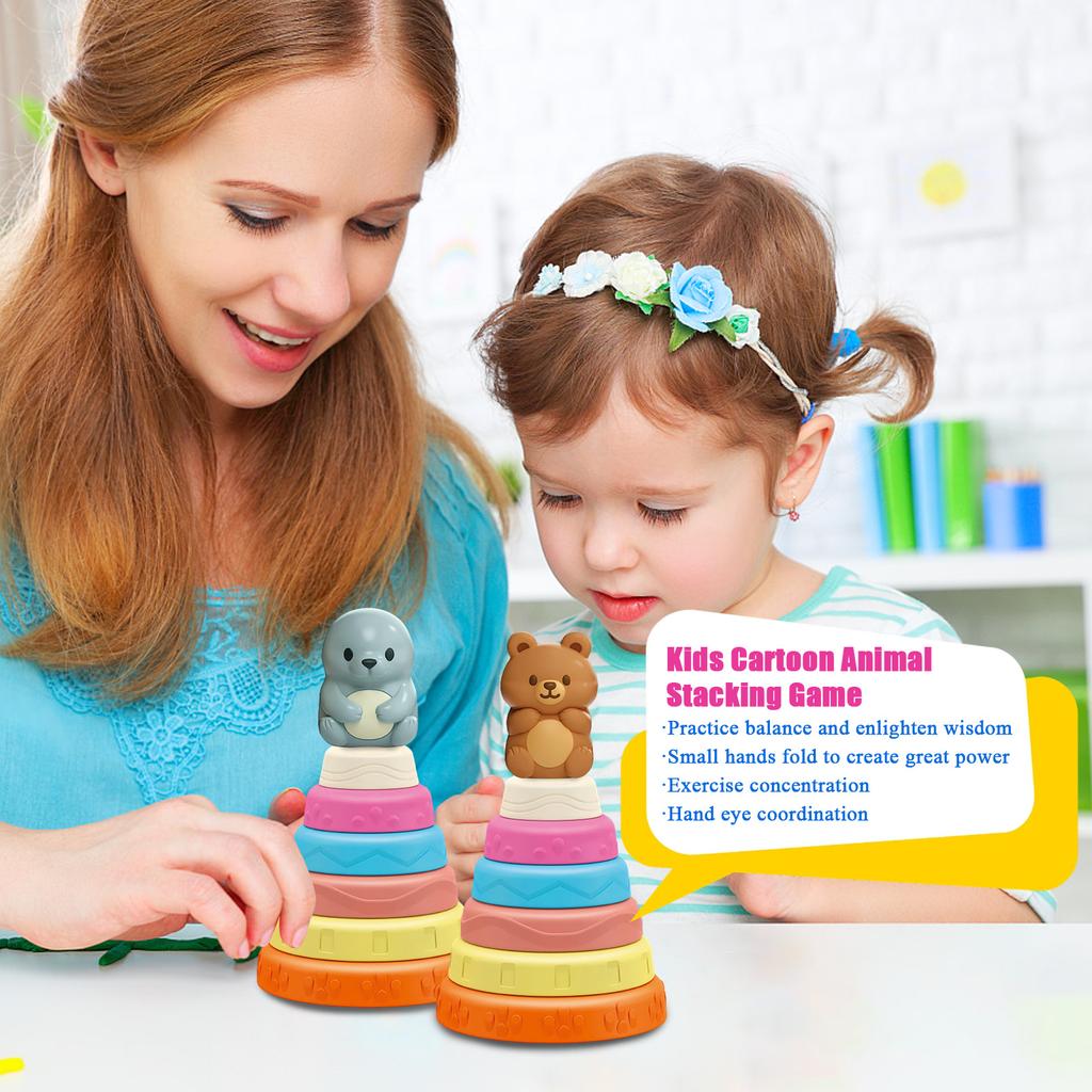 Kids Cartoon Animal Stacking Game , Fun Balancing & Skill,Building Toy With Cute Animal Figures