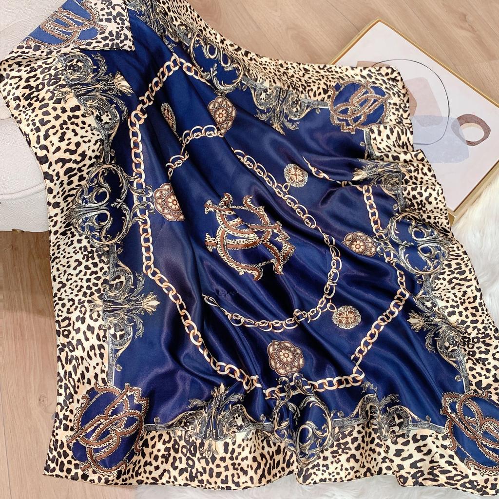 90*90cm Square Silk Scarves Women Foulard Head Office Ladies Shawl Wrap Muffler Pareo Bandanna Female Chiffon Hijab Poncho Beach