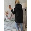 Women's Long Sleeved Casual Black Hooded Jacket Sweatshirt with Front Pocket Zipper Hoodie
