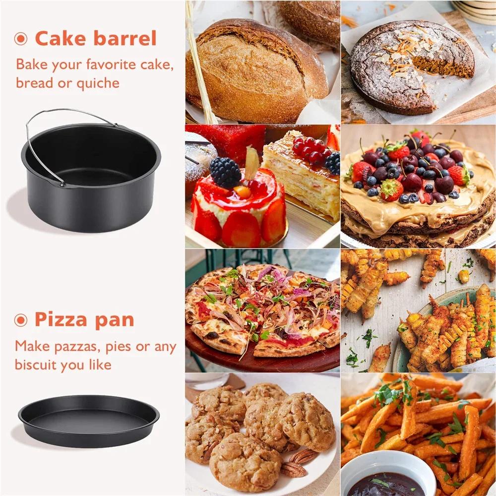 6/7/8 Zoll runde Kuchenform Antihaft-Backform Tablett Formen Heißluftfritteusenkorb mit Griffen Backutensilien Küche Pizzaofen Backformen
