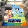Bluey's Soccer Fun Customizable Name Carpet Design for Outdoor Balcony Hallway Decorate room Anti-slip Rug Anime Office Decor