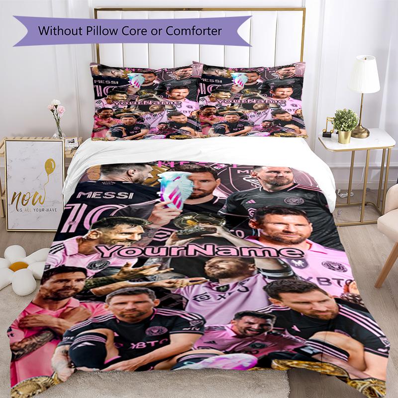 Messi 64 Customize your name Bedding Set Breathable Duvet Cover with Pillowcases Home Decoration Birthday Gift