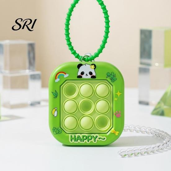 Mini Keychain Pendant Cartoon Cat Panda Design Whack-a-mole Toy Key Chain Pressable Silicone Bubbles with Braided Lanyard Stress Relief