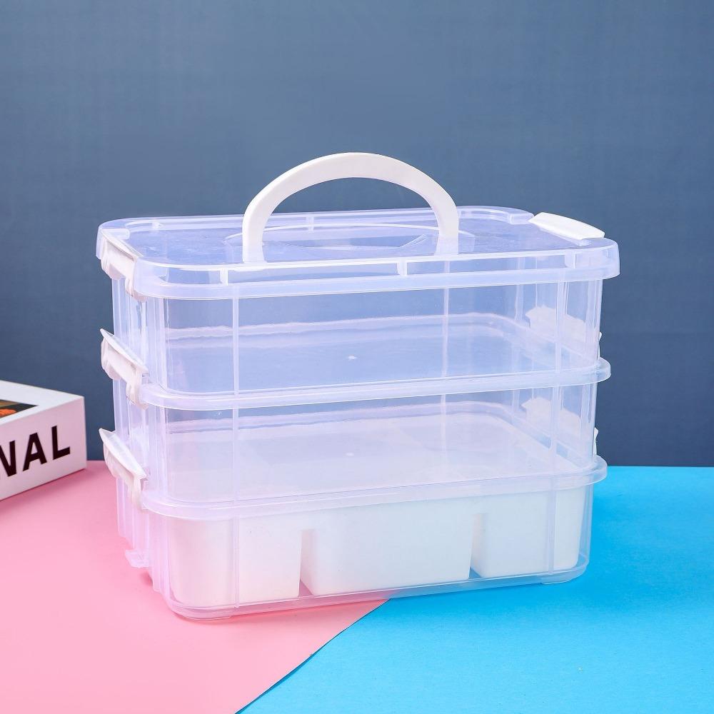 3-Schichtige Multifunktionale Aufbewahrungsbox Mehrschichtiger Transparenter Kunststoff-Organizer-Koffer Trompetenförmige PP-Box Aufbewahrungsbehälter Box
