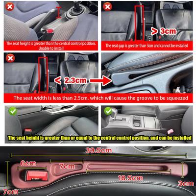 1 paio di strisce di tappi per fessure per sedili auto universali, cuciture laterali, riempitivo per fessure per sedili, a prova di perdite, organizer per riporre gli spazi, decorazione interna