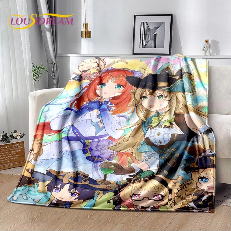 New Genshin Impact Character Solo Cartoon Game Soft Blanket,Soft Throw Blanket for Home Bedroom Bed Sofa Picnic Child Gift