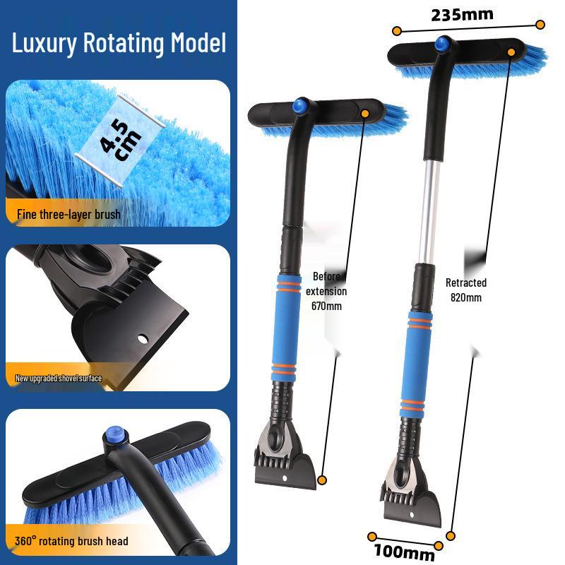 

Съемная многофункциональная телескопическая автомобильная лопата для снега и инструмент для удаления льда синий