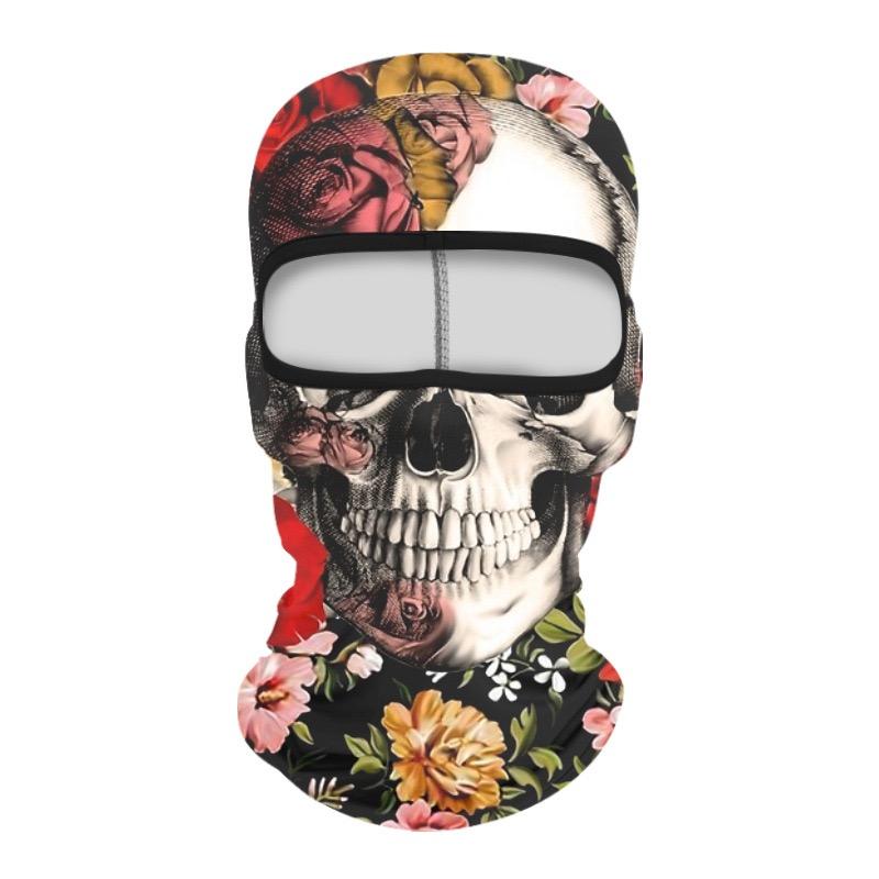 Skull Print Balaclava Face Mask, Ice Silk Cooling Breathable Sun Protection Full Face Cover for Cycling Running Hiking Outdoor Sports