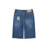 MLB Basic Logo Solid Logo Pattern Embroidered Mid Waist Straight Loose Casual Denim Shorts Women shorts Blue 31DPW3131-50U