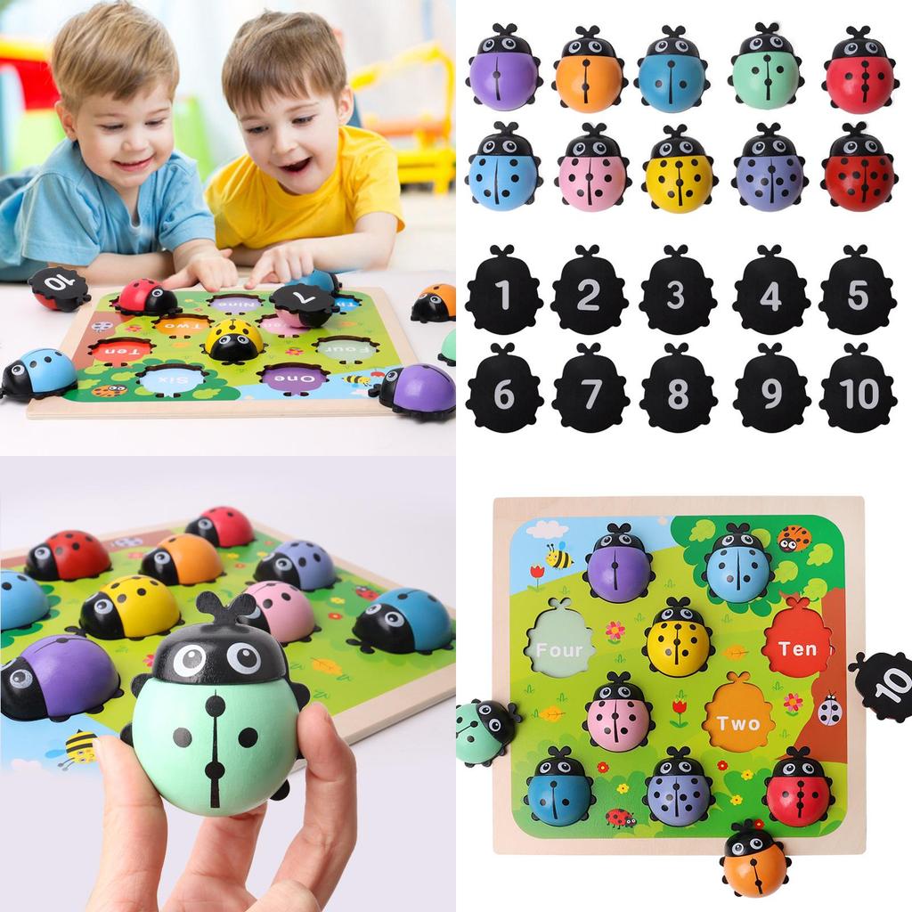 Wooden Toddler Ladybug Counting Toy For Early Math Skills And Fun Educational