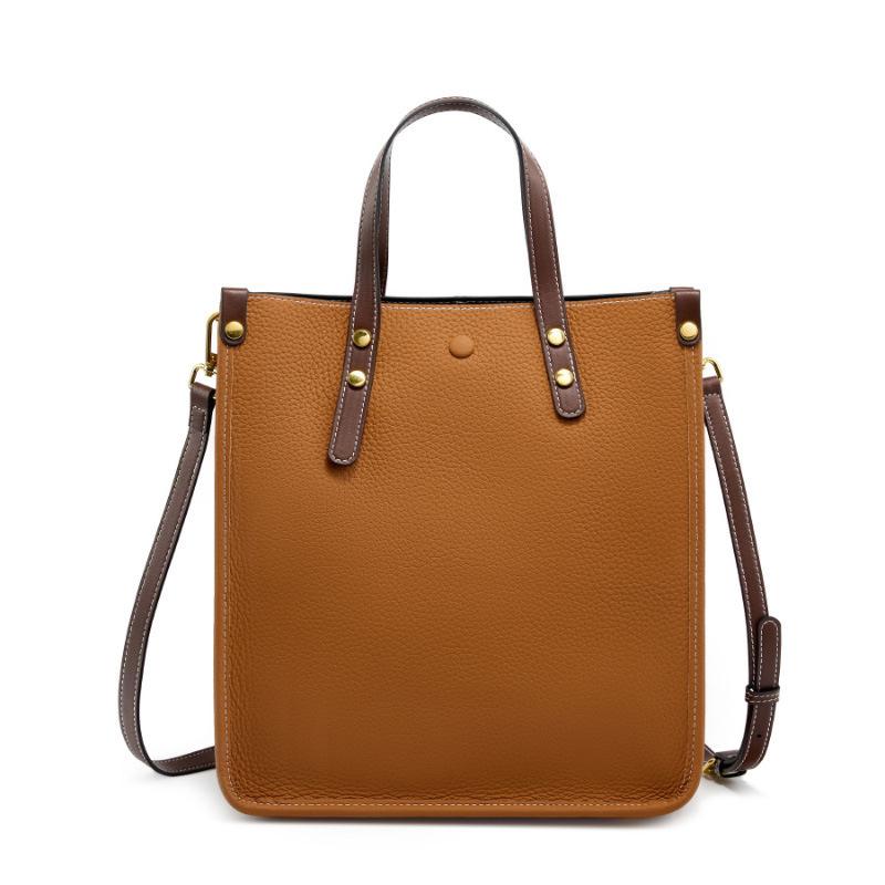 Fashion Leather Vertical Tote Bag Handbag First Layer Cowhide Commuter Shoulder Bag Briefcase Women S Soft Leather Messenger Bag 271429 коричневый 10300₽