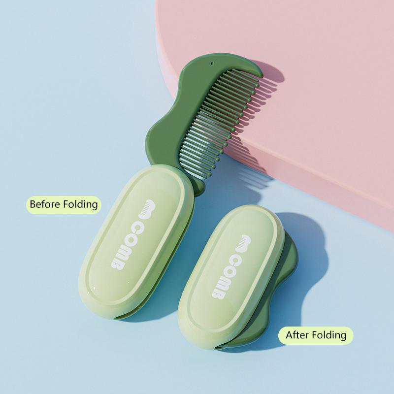 

Складная массажная расческа для волос Антистатическая парикмахерская заколка для волос с индивидуальностью Портативная дорожная расческа-щетка для волос Женский аксессуар для укладки зелёный