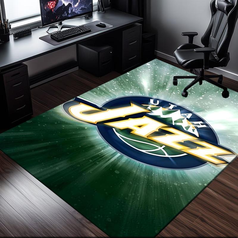 Jazz Basketball Team Rug Office Carpet Non-Slip Mat, Chair Rug Floor Covering for Gaming, Bedroom, Living Room , Home Decor Christmas Gift