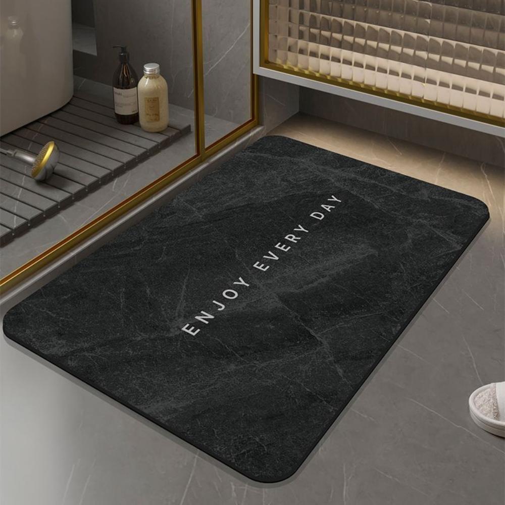 Dark Marble Enjoy Every Day Letter Diatom Bath Rug Non Slip Fast Water Absorbing Quick Dry Mat for Shower Entrance Home Decor