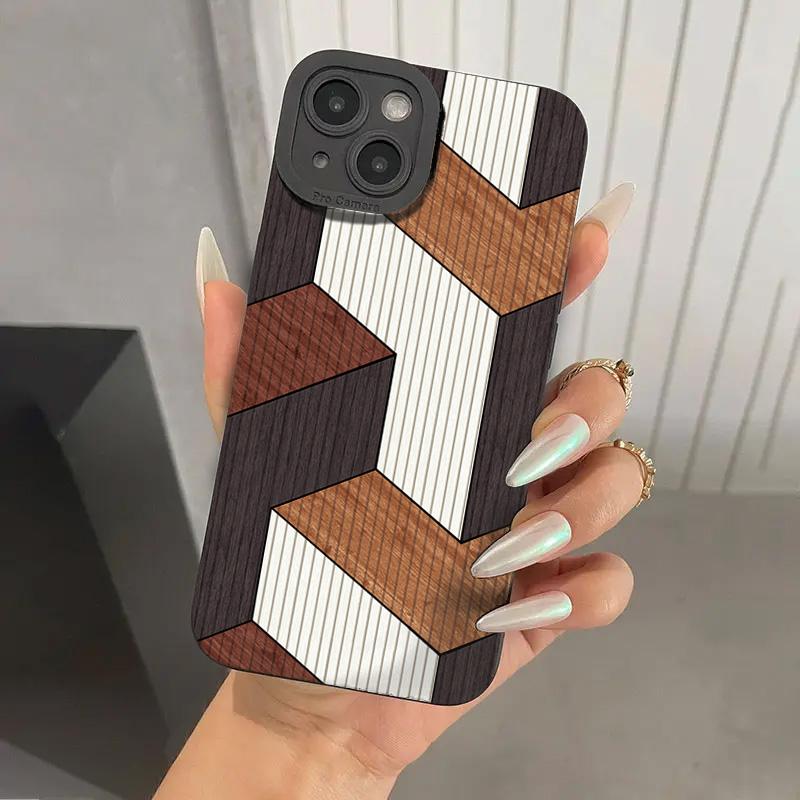 Luxury Vintage Wood Grain Phone Case For iPhone 17 16 15 14 13 12 11 Pro Max X XS 7 8 Plus 16E Shockproof Protective Back Cover