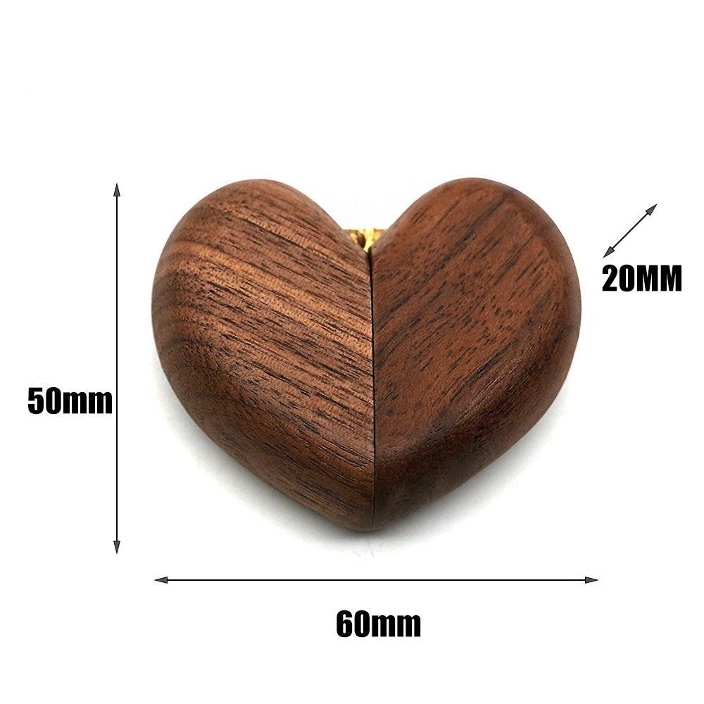 Heart Shaped Ring Storage Box Walnut Wooden Wedding Ring Case Retro Jewelry Display Box