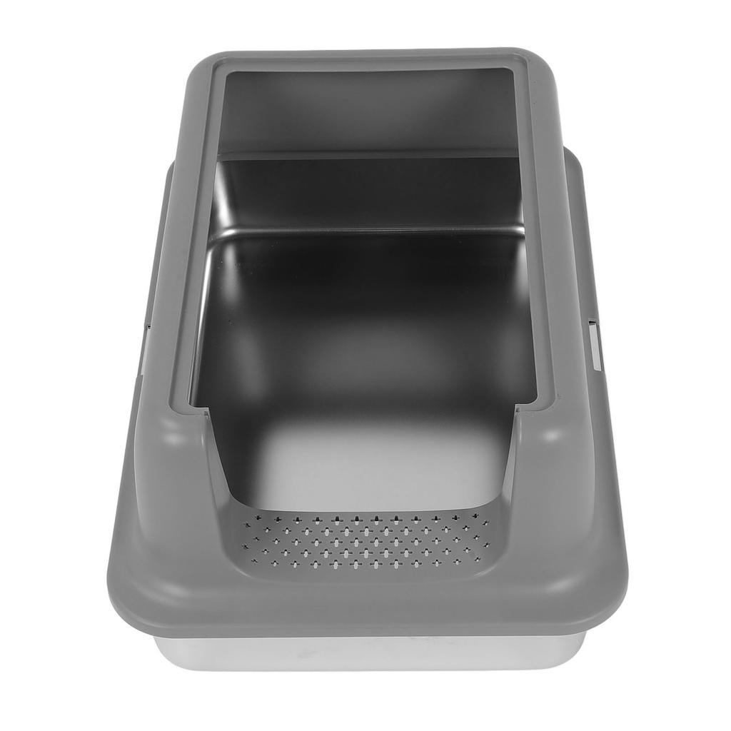 Stainless Steel Litter Box Anti Splashing Easy To Clean High Sides Enclosed Cat Litter Box for