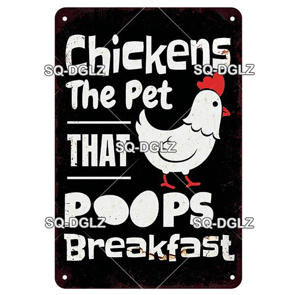 SQ-DGLZ Placă metalică vintage de avertizare Ouă de găini Placă de tablă Placă pentru magazin Home Bar Decor de perete Autocolant Placă de decorare Poster