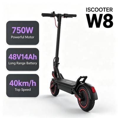 iScooter W8 750W 40KM/H Scooter 9.3'' Tire Motor 48V/14AH Battery 45KM Max Range APP Control Electric Scooter