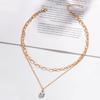 Cubic Zirconia Drop Necklace, Double-Layered Chain Necklace, Elegant Chain Choker Water Drop Pendant Necklace, Jewelry Gift for Women Wife Her