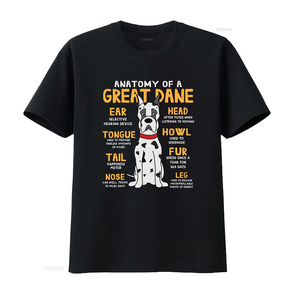 Great Dane Anatomy Funny Dog Dad T Shirt Vintage Stylish Fashion Streetwear Designer Clothes Slightly Homme Soft Graphic