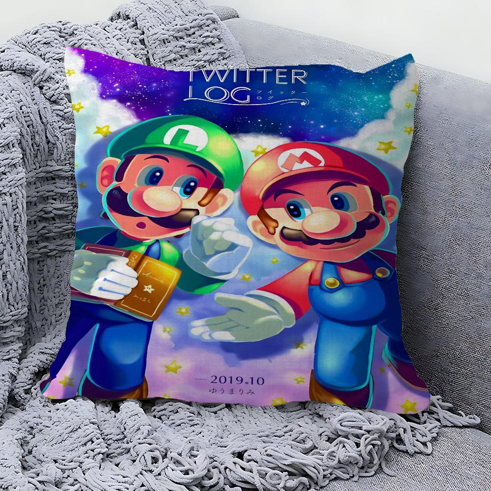Capa de Almofada Desenho Animado Super M-Marios Fofa Fronha Sala de Estar Sofá Decoração de Casa Personalizado